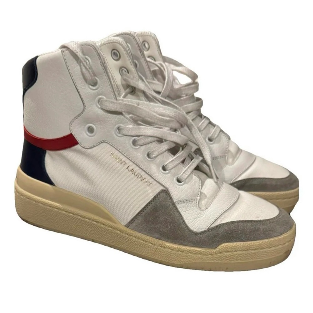 Saint Laurent White and Gray Athletic Shoes